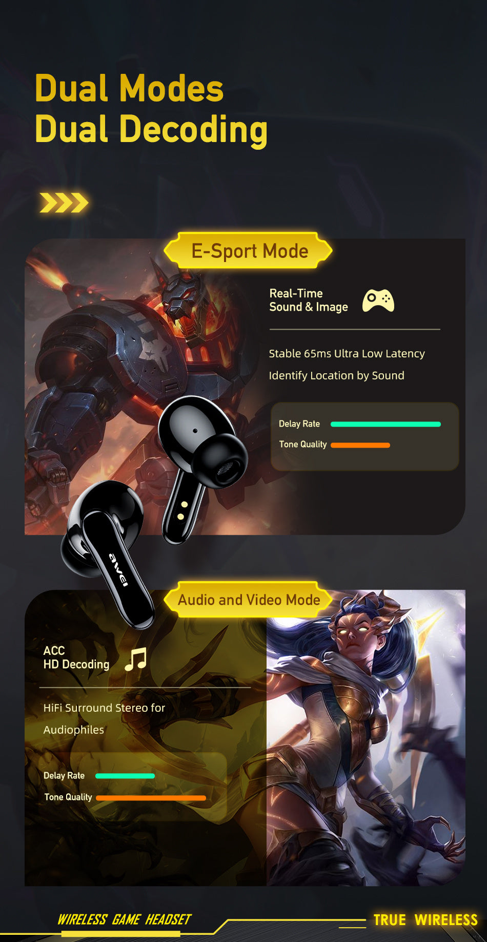 Auriculares inalámbricos con Bluetooth AWEI