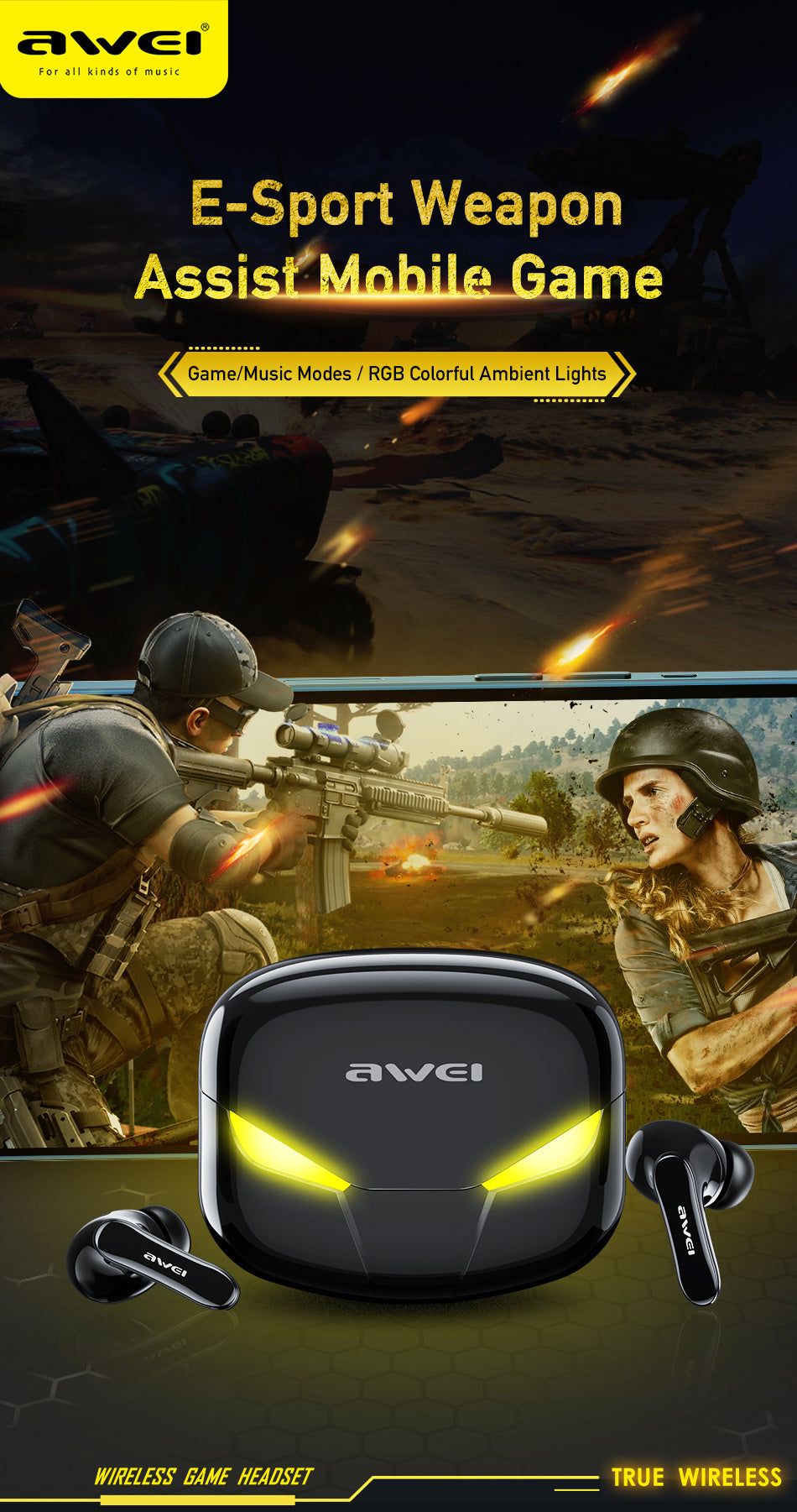 Auriculares inalámbricos con Bluetooth AWEI