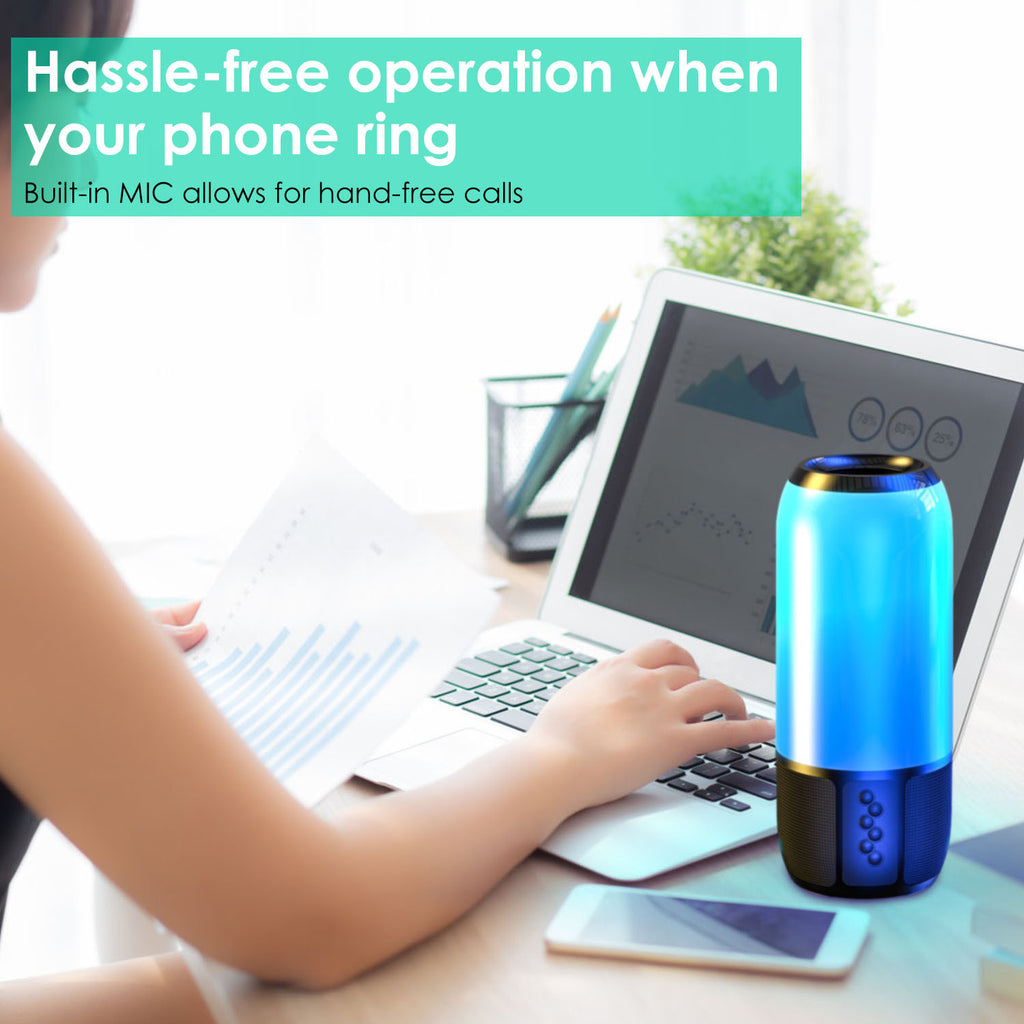 Altavoz portátil inalámbrico estéreo de 1 pieza con 6 luces que cambian de color, radio para fiestas