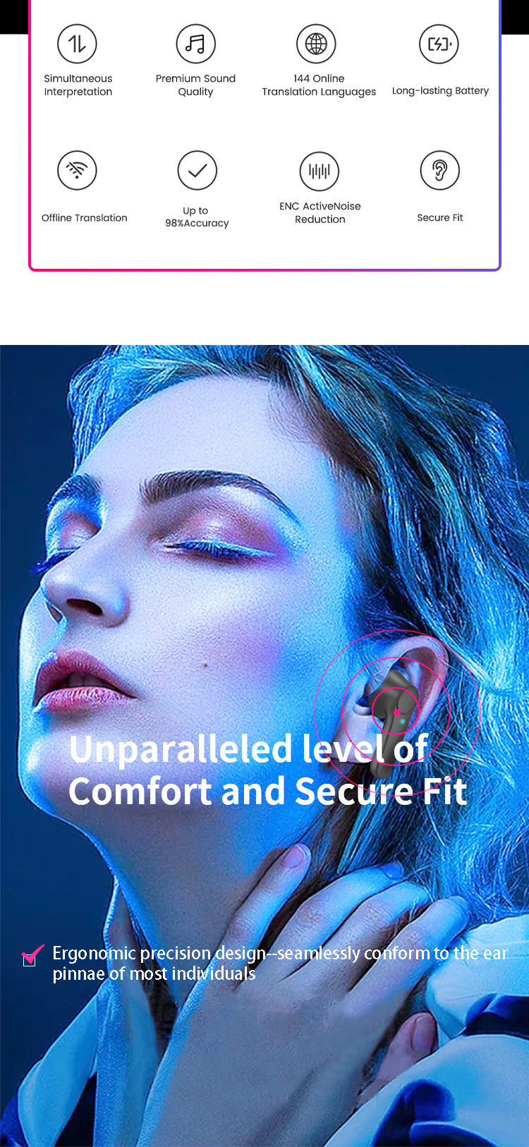 B11 intelligent voice translation headphones