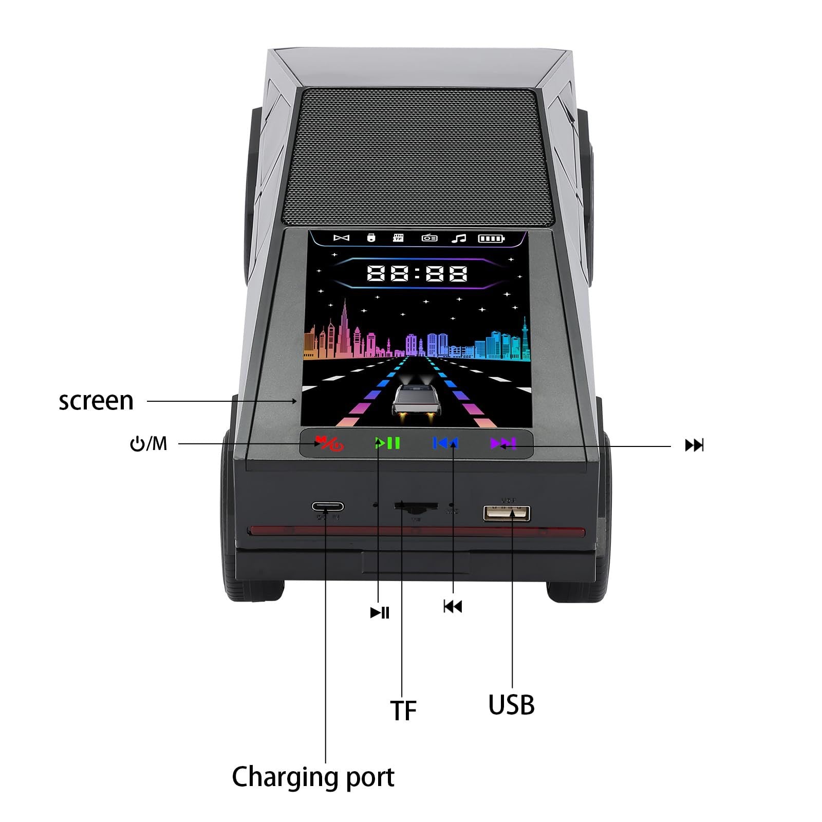 Altavoz portátil WS-580 con Bluetooth para camioneta, emparejamiento TWS, radio FM y micrófono integrado