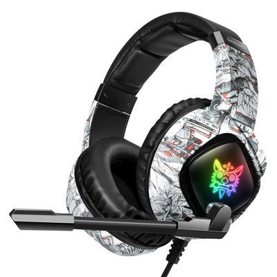 Auriculares para juegos con cancelación de ruido, RGB, micrófono, control de volumen y tableta.